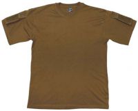 Армейская футболка США с коротким рукавом и карманами на плечах, coyotе tan