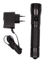 Светодиодный фонарик 5 Вт, черный, аккумуляторный, длина 20 см