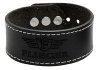 Кожаный браслет, "Flieger",черный, ширина 3 см